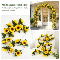 Guirlande florale artificielle en soie, vigne de tournesol pour décoration d'arche de mariage, ornement mural et plafond pour la maison