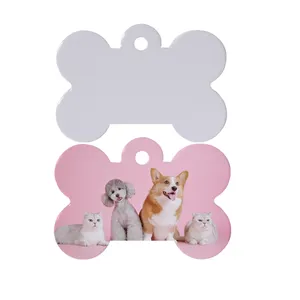 Targhette per cani con Logo personalizzato sublimazione all'ingrosso targhette per cani a doppia faccia in bianco sublimazione etichetta per collana con stampa fai da te