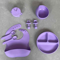 Ensemble de vaisselle en silicone pour bébé, 8 pièces, Kit de bols d'alimentation pour nourrissons, accessoires de repas pour tout-petits, fournitures pour mère et bébé