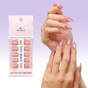 24 <span class=keywords><strong>faux</strong></span> <span class=keywords><strong>ongles</strong></span> à presser en ABS, couleur unie, style INS, forme amande, couvrance totale, réutilisables, pour doigts, vente en gros usine - Product Image 4