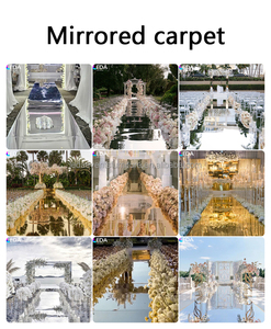 Décorations d'allée de mariage JINDA : miroirs argentés et dorés, tapis d'allée scintillant. - Product Image 6