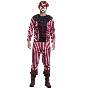 Costume de Clown Effrayant pour <span class=keywords><strong>Homme</strong></span> - Combinaison Rayée Rouge et Blanche pour Halloween - Product Image 3