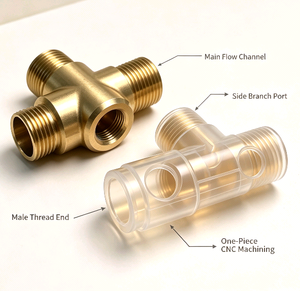 Connecteur en laiton pour instrument <span class=keywords><strong>de</strong></span> laboratoire LEITE, répartiteur <span class=keywords><strong>de</strong></span> fluide à trois voies en laiton <span class=keywords><strong>de</strong></span> précision avec filetage mâle - Product Image 1