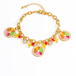 Colorful Fruit Pattern Bracelet For Women Stainless Steel Jewelry Gift <b>Charm</b> Pendant Fashion <b>Bangle</b> - Product Image 5