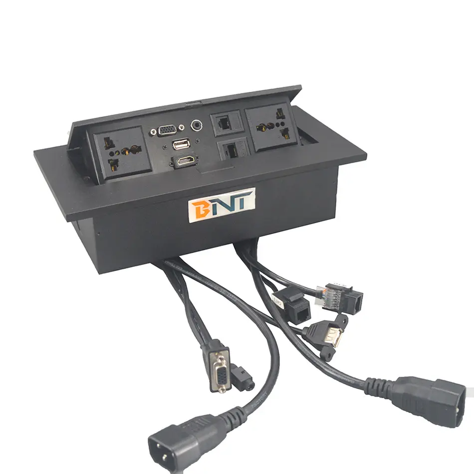 Встраиваемая настольная розетка для офиса и встреч, выдвижная настольная розетка, Настольная розетка из алюминиевого сплава с проводами Ce 30 см, USB-разъем