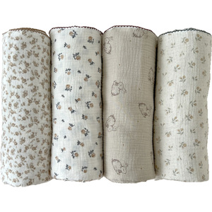 100% cotton hữu cơ tùy chỉnh thiết kế in bọc trẻ con bằng tả bọc bốn lớp gạc Muslin phong cách Hàn Quốc chăn hoa cầm tay dùng một lần - Product Image 6