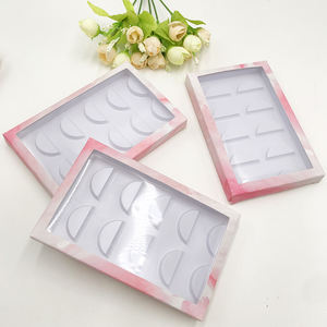 在庫あり 5ペア用まつげパッケージ ピンクマーブルまつげボックス 5D 3D 25MM 20MM 30MM ミンクまつげ用 ホワイトトレイ付き カスタムロゴ対応 - Product Image 3