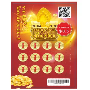 OEM High Quality Jackpot Lottery Scratch Ticket & Scratch Off Win Tickets With Top Prize Printed In Security Technology