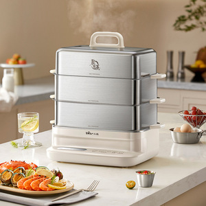 Cuiseur vapeur électrique Little Bear en acier inoxydable 24L à trois niveaux, automatique, pour la maison - Product Image 1