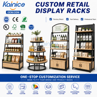 Kainice 3-stufiger runder Verkaufstisch, moderner Holz-Kosmetik- und Parfümständer für Boutique-Hautpflegegeschäfte