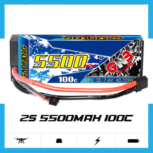 แบตเตอรี่ลิเธียมโพลิเมอร์ GNB GAONENG 5500MAH 2S 7.4V 100C XT60 T EC5 พร้อมสายเชื่อมต่อ สำหรับรถบังคับวิทยุ RC Baot 1:10 1/10 รุ่นปรับปรุง - Product Image 2