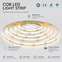Lampu Strip LED COB Dual Warna 24V 10mm High Density 560LEDs Ra90 2700K 6500K SDCM 5 3-Kawat Seamless Linear Ribbon Light 10m Reel Roll