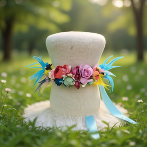 Cintura Boho con Fiori e Piume, 4 cm, in Poliestere, Decorativa per Donna, Accessorio per Feste e Matrimoni - Product Image 2