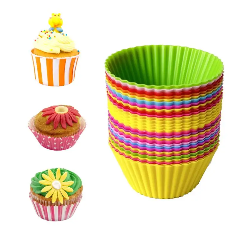 Food-grade Silicone Muffin Cups Heat Resistant Cupcake Mold Non Stick Dessert Baking Tools
