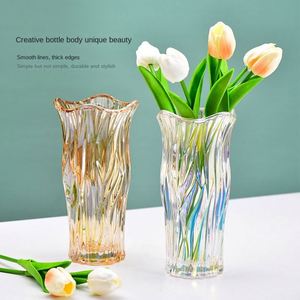 Vase de table en verre cristal gaufré pour rose, style européen moderne, pour plantes hydroponiques et bambou porte-bonheur - Product Image 4