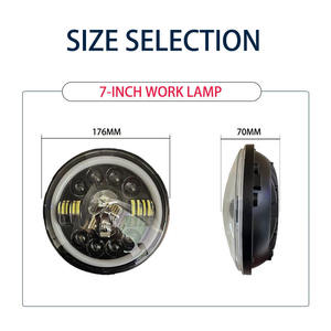 ไฟหน้า LED ทรงกลม 7 นิ้ว 1 ชิ้น ลายหัวกะโหลก พร้อมไฟสูง/ต่ำ ไฟเลี้ยว DRL ไฟวงแหวนหลากสี พร้อมฝาครอบ - Product Image 4