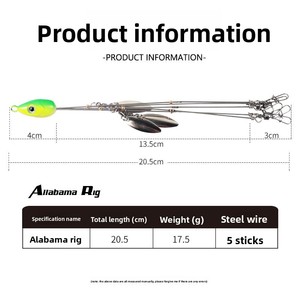 Juego de aparejos de pesca Alabama de 20.5cm y 17.5g, aparejo tipo paraguas de acero inoxidable para perca - Product Image 2