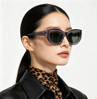 Lunettes de soleil œil-de-chat ovales épaisses rétro tendance, protection UV400, minimalistes, en acétate acrylique de haute qualité 2026 pour femmes