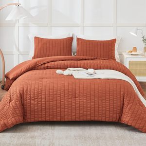 Juego de Edredón Seersucker Queen (90x90 Pulgadas), 3 Piezas - Edredón Ligero de Tela Lavada 100% Suave con 2 Fundas de Almohada - Product Image 1