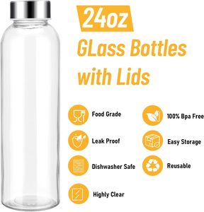 Wholesale Custom Logo Clear 600ml <b>750ml</b> 1000ml Wide Mouth Borosilicate Glass Reusable Water <b>Bottle</b> for Juice - Product Image 2