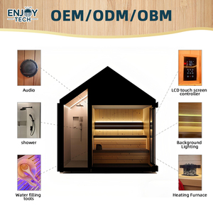 Sauna a Vapore Moderna Minimalista Personalizzata 2026 con Tetto a Punta per Interni/Esterni, Doccia e Lucernario in Legno di Cedro Rosso con Controllo - Product Image 6