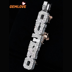GEMLOVE Letter Pendant Necklace Rose Gold Plated Lab-Grown Diamond Hip-Hop Jewelry Set Luxury Jewelry Gift - Product Image 2