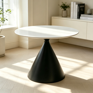 Table basse ronde moderne en faux marbre, base en métal noir, meubles minimalistes pour salon - Product Image 5