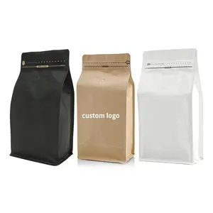 Op Maat Bedrukt 12Oz Eenrichtingsklep Thee Droge Goederen Koffie Food Grade Bulkprinter Verpakking Koffiezakken Voor Gemalen Koffiezakken