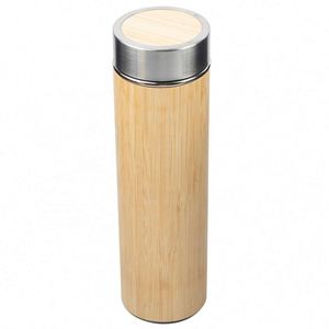 แก้วกาแฟสแตนเลสสองชั้นแบบกำหนดเองขายส่ง แก้วทรงตรงทำจากไม้ไผ่รักษ์โลก - Product Image 1