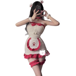 Conjunto Navideño: Atuendo de Sirvienta Sexy, Inocente y Lindo, Vestido Ajustado sin Tirantes, Elegante y de Felpa - Product Image 5