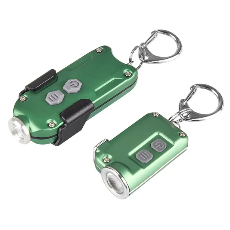 Aluminium legierung wasserdicht Leistungs starke USB wiederauf ladbare ultra helle LED-Schlüssel ring Taschen leuchten Schlüssel anhänger EDC LED-Taschenlampe