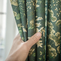 Tela de Cortina Estampada 100% Poliéster, Diseño Botánico de Bosque Verde, Tela para Cortinas al por Mayor para Sala de Estar