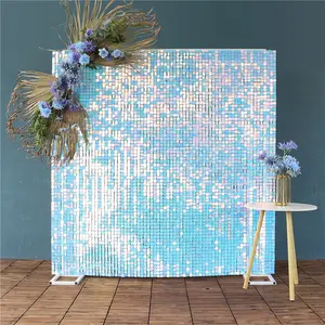 Decorações de festa de aniversário, fundo brilhante azul, decoração de festa de casamento, parede romântica, 6.8*6.8 pés