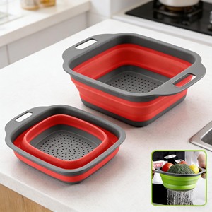Colador de Silicona Plegable, Cesta para Lavar Frutas y Verduras, <span class=keywords><strong>Escurridor</strong></span> Plegable con Asa - Product Image 5