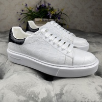 Chaussures blanches faites à la main en cuir d'alligator, chaussures plates de skateboard, chaussures de skater, vente en gros, chaussures décontractées élégantes et luxueuses pour hommes