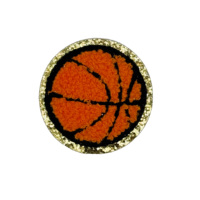 Logo de basket-ball de football rond personnalisé conception libre patchs en chenille ruban de vêtements de sport fer sur tissu brodé coton paillettes