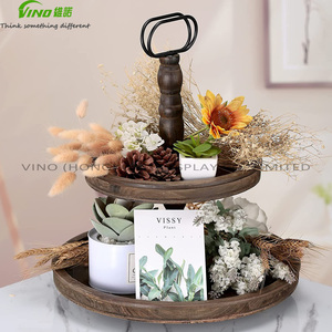 Plateaux décoratifs à 2 niveaux en bois Vino pour la maison et les restaurants, présentoir de buffet, finition peinte, sans danger pour les aliments, pour comptoir - Product Image 5
