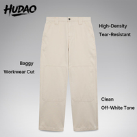 Celana Kerja Pria HUDAO Vintage Model Carpenter, Longgar, Kaki Lebar, Bahan Kanvas, Gaya Streetwear, Jeans Baggy