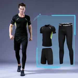 2021 גברים אימוניות ספורט ללבוש גברים ספורט מכנסיים קצרים וחולצות 3pc סט כושר בגדי אימון