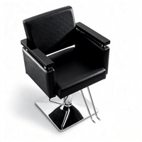 Fauteuils de barbier traditionnels avec pompe hydraulique robuste, repose-pieds réglable, base carrée, durables