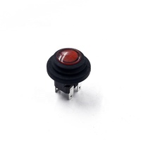 16A250VAC On Off Interrupteur à bascule étanche illuminé rouge Automobile JS-KAN-L7-RB rond 2 broches DPST