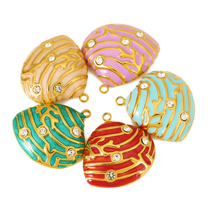 Colgante de acero inoxidable con esmalte de color y detalles de diamantes para la fabricación de pulseras, accesorios de joyería DIY, forma irregular - Product Image 2