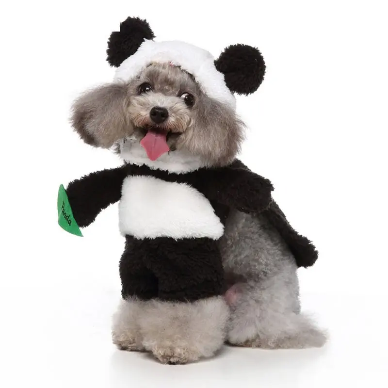 Halloween Panda Chapéu Cape Clothes Set Pet Dog Cat Trajes Cosplay Party Dress Up Acessórios Pet Trajes