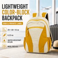 Mochila Personalizada OEM con Bloques de Color, Forro Ligero Resistente al Agua, Almacenamiento Organizado para Viajes, Desplazamientos Diarios y Ocio