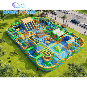 Tùy chỉnh 30x20m màu vàng xanh xanh Inflatable công viên chủ đề thiết kế miễn phí + Điều chỉnh kích thước trượt/Mê Cung/Trở ngại Combo - Product Image 6