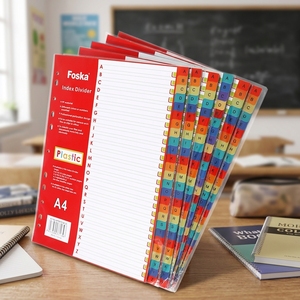 Divisori per Indice Foska di Alta Qualità in Materiale Impermeabile, Adatti per Raccoglitori a 2, 3, <span class=keywords><strong>4</strong></span> Anelli, <span class=keywords><strong>Fogli</strong></span> Colorati <span class=keywords><strong>A4</strong></span> con Linguette Colorate - Product Image 1