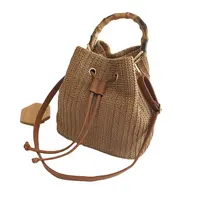 Natural Hand-Woven Rectangular Wicker Handbag Basket Purse Retro Summer Women