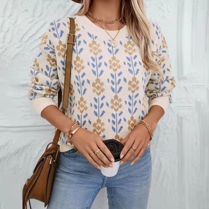 Offre Spéciale dames Floral Jacquard <span class=keywords><strong>pull</strong></span> <span class=keywords><strong>pull</strong></span> à manches longues tricots pour l'automne Style décontracté avant <span class=keywords><strong>pull</strong></span> en tricot <span class=keywords><strong>fait</strong></span> à la <span class=keywords><strong>main</strong></span> - Product Image 3