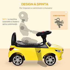 HOMCOM-Coche de juguete para niños con volante, con faros integrados y música, edad 18-36 meses, 63,5x28x36 - Product Image 5