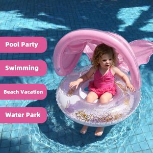 Flotador de Natación para Bebés con Forma de Mariposa y Toldo para el Sol, para Niños Pequeños, Piscina, Playa, Juegos Acuáticos de Verano - Product Image 4